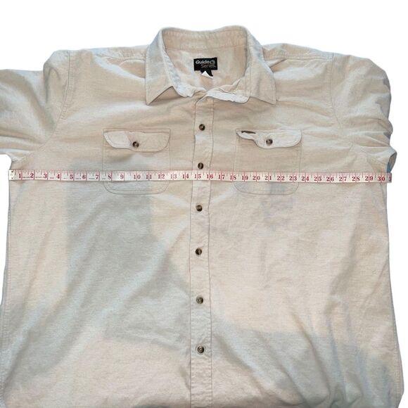 Guide Series Brushed Flannel Long Sleeve Shirt 3XLT Cream Cotton Button Front - Picture 10 of 11